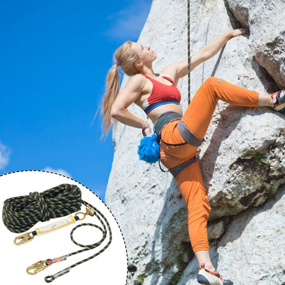 Vertical Lifeline, 150ft (45.7m) Outdoor Climbing Rope 30KN Breaking Tension, Static Rock Climbing Rope with Steel Snap Hooks and Rope Grap, for Escape, Outdoor Adventures, and Lumbering, Black & Yellow