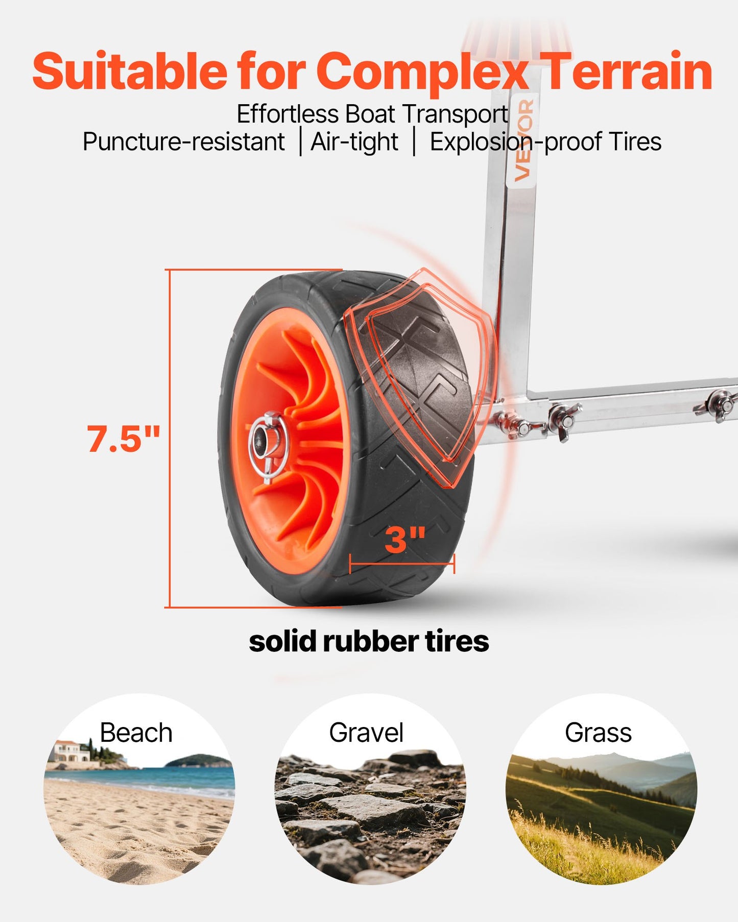Kajakvagn, 113,4 kg lastkapacitet, kanotvagn med 19,1 cm massiva gummidäck och stöd, monteras och demonteras inom några sekunder, paddelbrädevagn för kajaker, kanoter, paddelbrädor