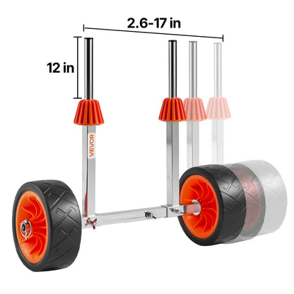 Kajakvagn, 113,4 kg lastkapacitet, kanotvagn med 19,1 cm massiva gummidäck och stöd, monteras och demonteras inom några sekunder, paddelbrädevagn för kajaker, kanoter, paddelbrädor