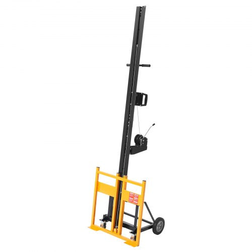 Drywall Lift, Heavy-Duty 68 kg Sheetrock Hoist for Ceiling & Wall Installation, One Person Drywall Installation, 1219x4878 mm Max. Panel Vertical Lifter with Wheels, Easy Transport (Yellow)