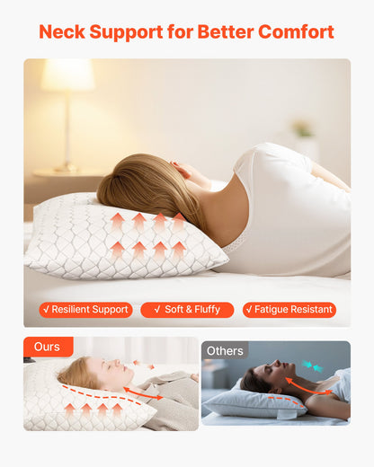 Bed Pillow for Sleeping, King Size Luxury Quality Hotel Pillow with Memory Foam Fill, Supportive & Adjustable, Includes Natural Firber Pillowcase, Bedding for Back, Stomach and Side Sleepers