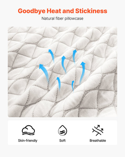 Bed Pillow for Sleeping, King Size Luxury Quality Hotel Pillow with Memory Foam Fill, Supportive & Adjustable, Includes Natural Firber Pillowcase, Bedding for Back, Stomach and Side Sleepers