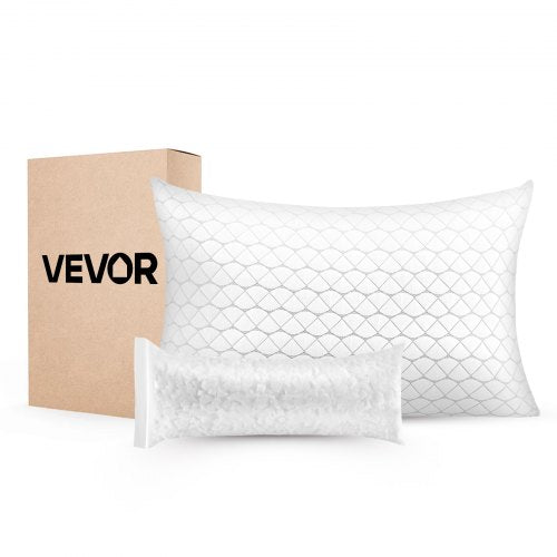 Bed Pillow for Sleeping, Queen Size Luxury Quality Hotel Pillow with Memory Foam Fill, Supportive & Adjustable, Includes Natural Firber Pillowcase, Bedding for Back, Stomach and Side Sleepers