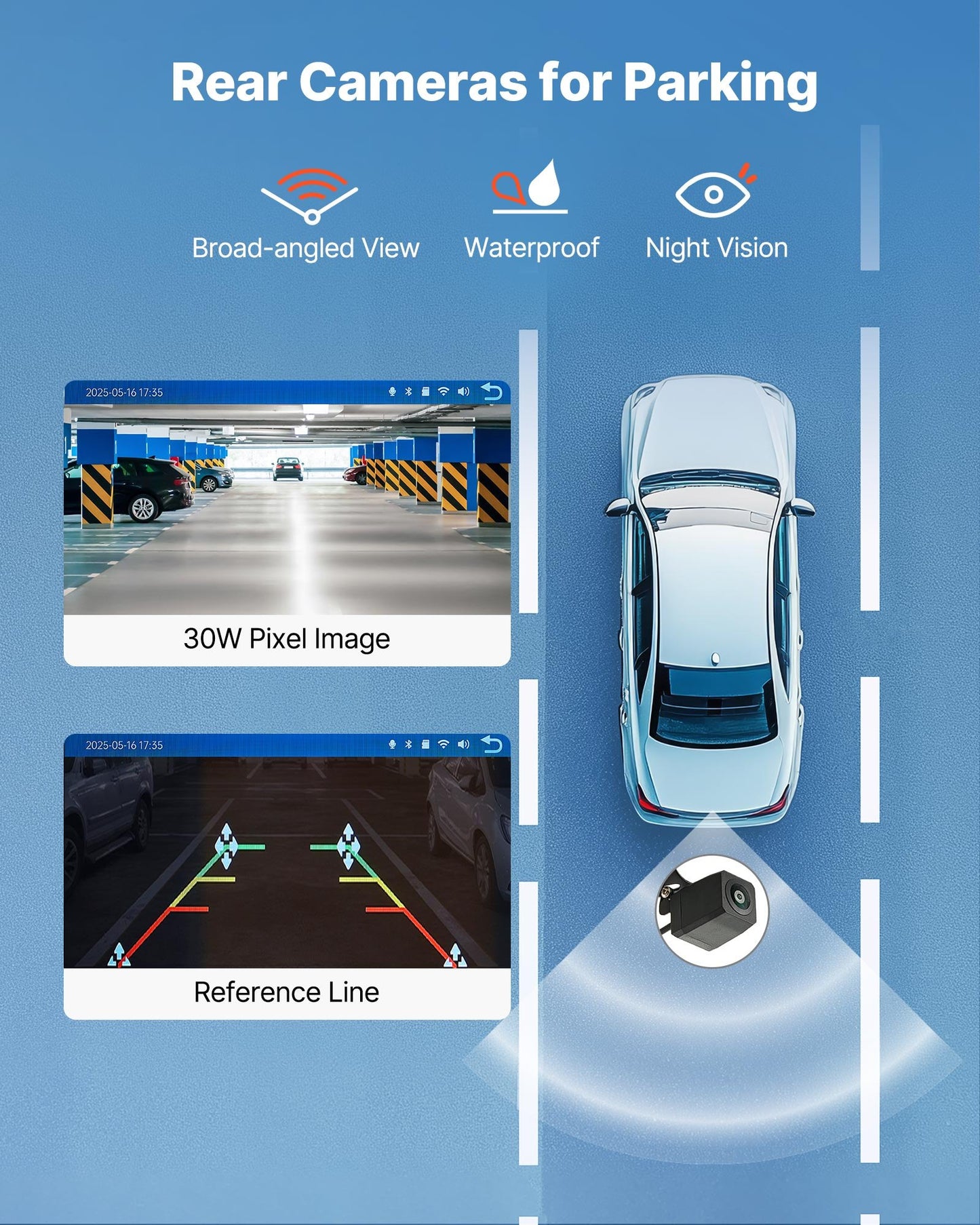 Wireless Car Stereo, 177.8mm HD Portable Radio Touch Screen Compatible with Apple CarPlay & Android Auto, CarPlay Screen with Backup Camera, Voice Control, Mirror Link, Bluetooth, GPS Navigation