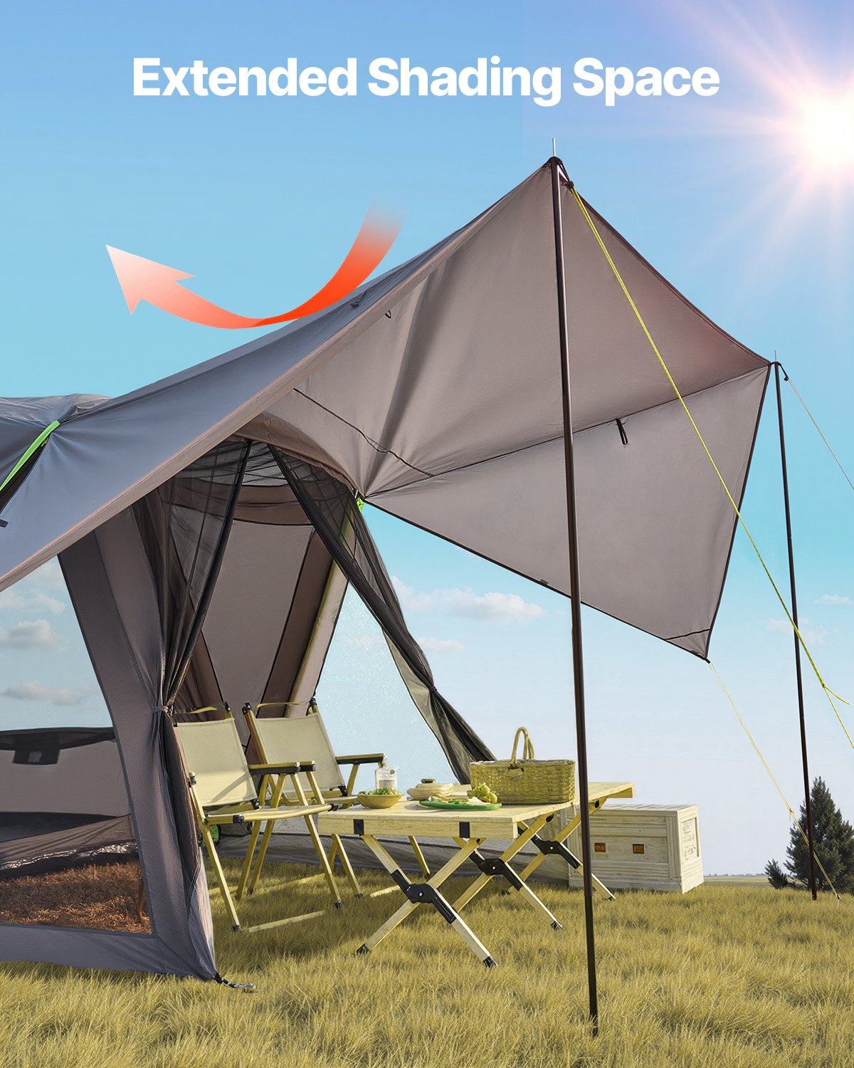 SUV Tent for Camping, 10FT L x 10FT W, Waterproof PU2000mm Spacious Double Layer Design for 5-8 Person, SUV Camping Tent with Shade Awning and Mesh Windows, Includes Rainfly and Storage Bag