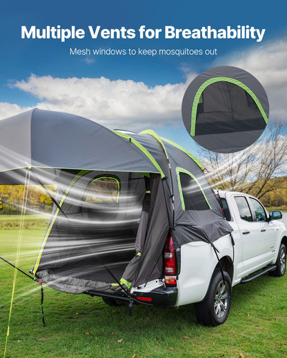Pickup Truck Tent, Fits 8.0-8.2 ft Truck Tents for Camping, Waterproof PU2000 2-3 Person Sleeping Truck Bed Tent, Sturdy Truck Bed Camper Shell with Expandable Awning, Rainfly, Storage Bag