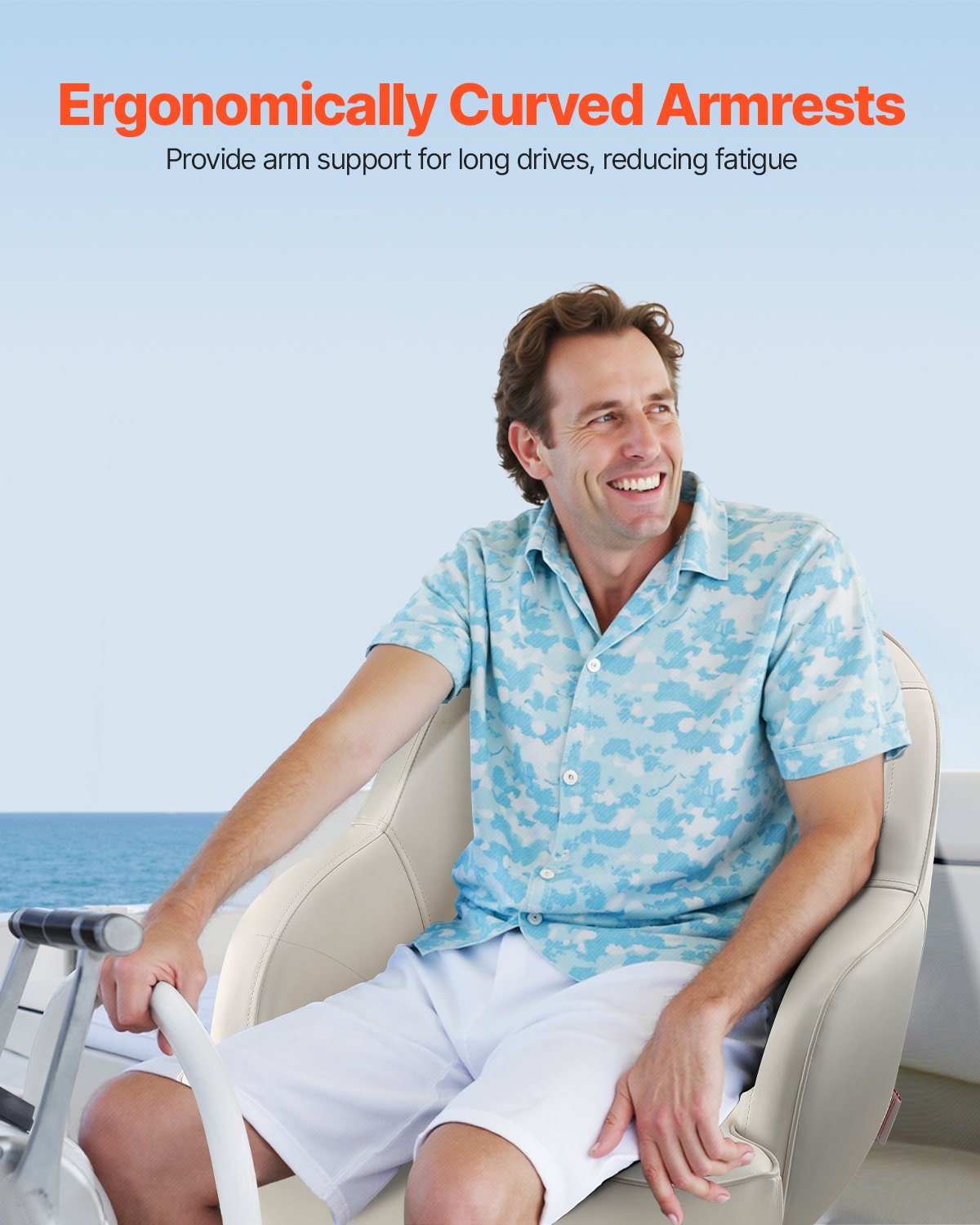 Boat Seat, Low Backrest, Boat Seat Captain Bucket Seat with Thickened Sponge Cushion & Waterproof PVC Leather, Ergonomic Design, Suitable for Fishing Boats, Yachts, Ships, White