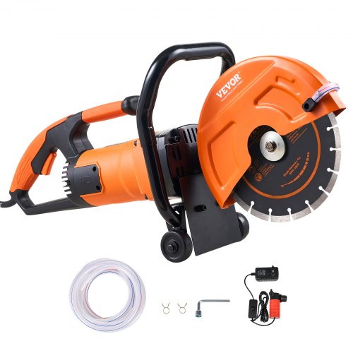 9"/22.9 cm Electric Concrete Saw Wet/Dry Saw Cutter with Water Pump and Blade