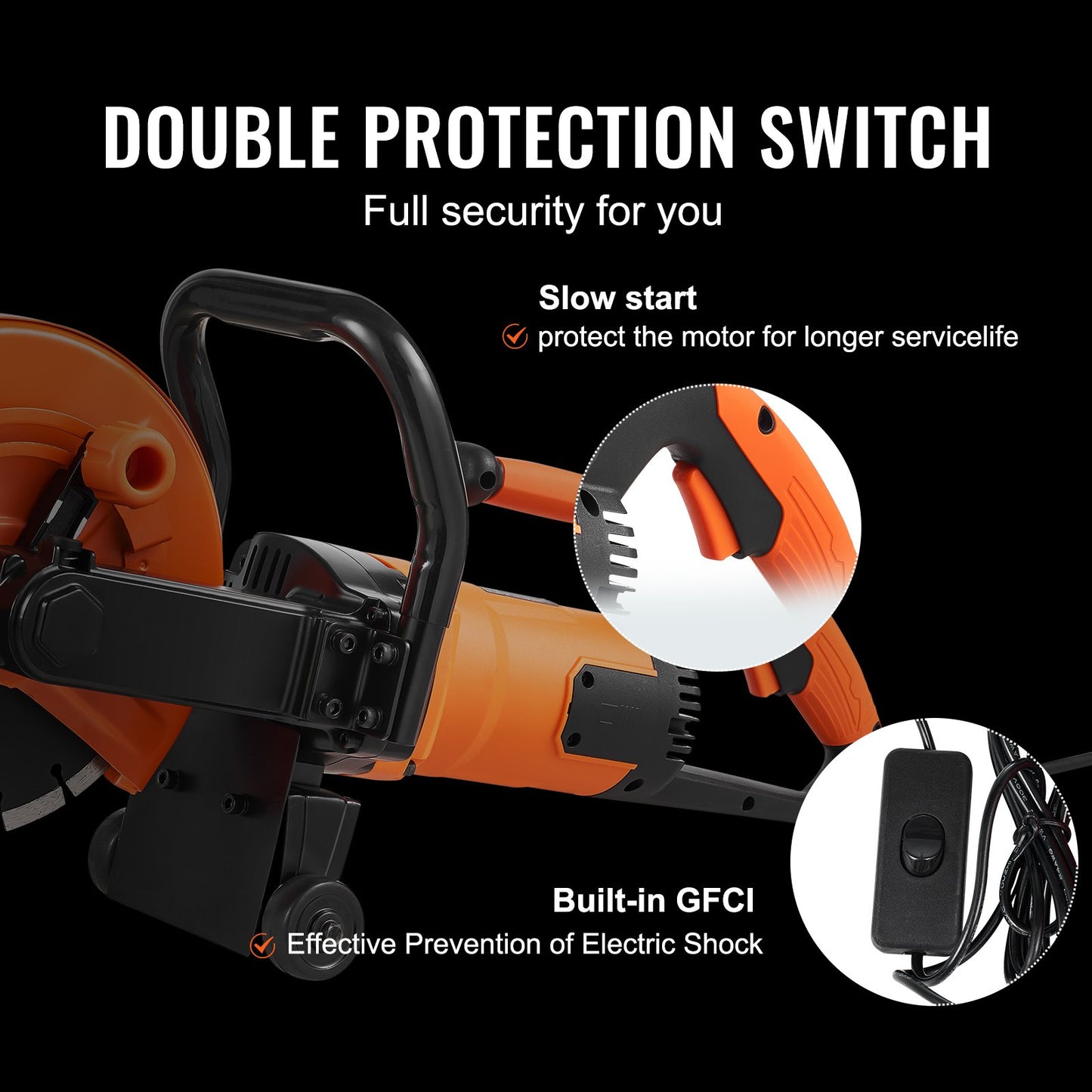 9"/22.9 cm Electric Concrete Saw Wet/Dry Saw Cutter with Water Pump and Blade