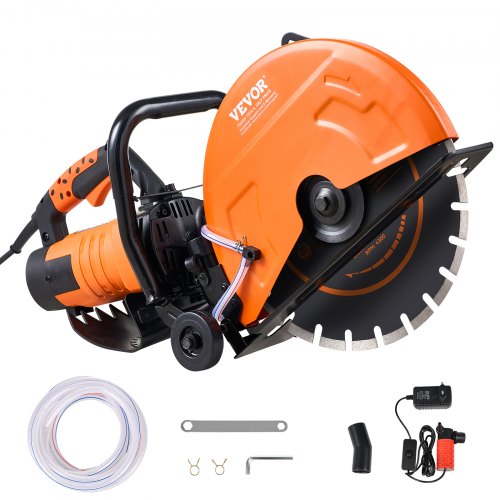 14"/35.6 cm Electric Concrete Saw Wet/Dry Saw Cutter with Water Pump and Blade