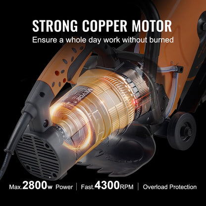 14"/35.6 cm Electric Concrete Saw Wet/Dry Saw Cutter with Water Pump and Blade