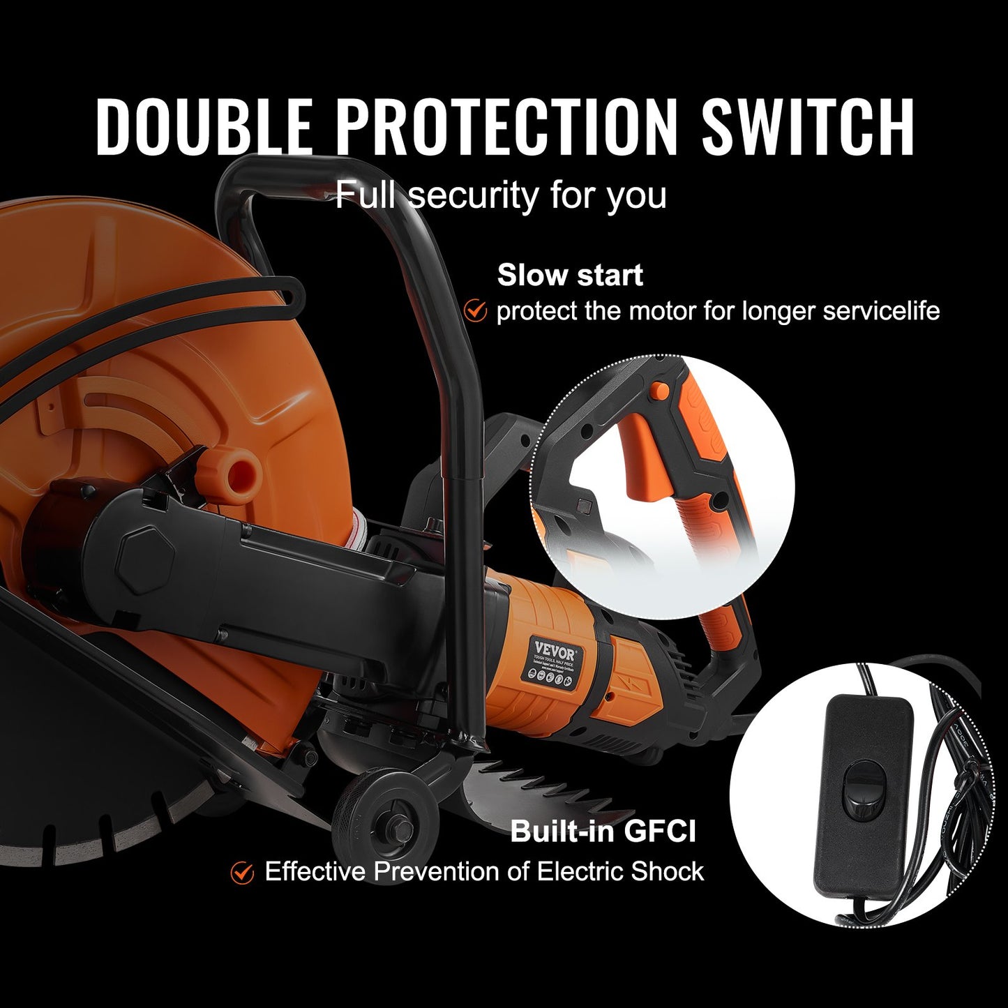 16"/40.6 cm Electric Concrete Saw Wet/Dry Saw Cutter with Water Pump and Blade