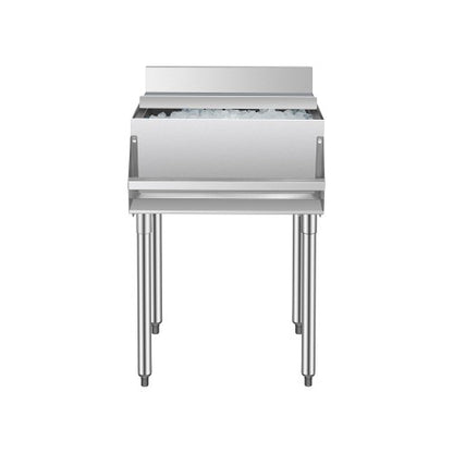 Commercial Ice Bin, 61.6 L Underbar Ice Bin, 24 x 24.2 x 37 in Stainless Steel Ice Chest with Sliding Lid, Bottle Holders, and Adjustable Bullet Feet, Cocktail Unit for Bar, Restaurant & Pub