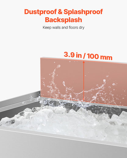 Kommersiell islåda, 95,3 l islåda under bardisken, 35,9 x 19 x 37 tum kylbox i rostfritt stål med skjutbart lock, flaskhållare och justerbara kulfötter, cocktailenhet för barer, restauranger, pubar