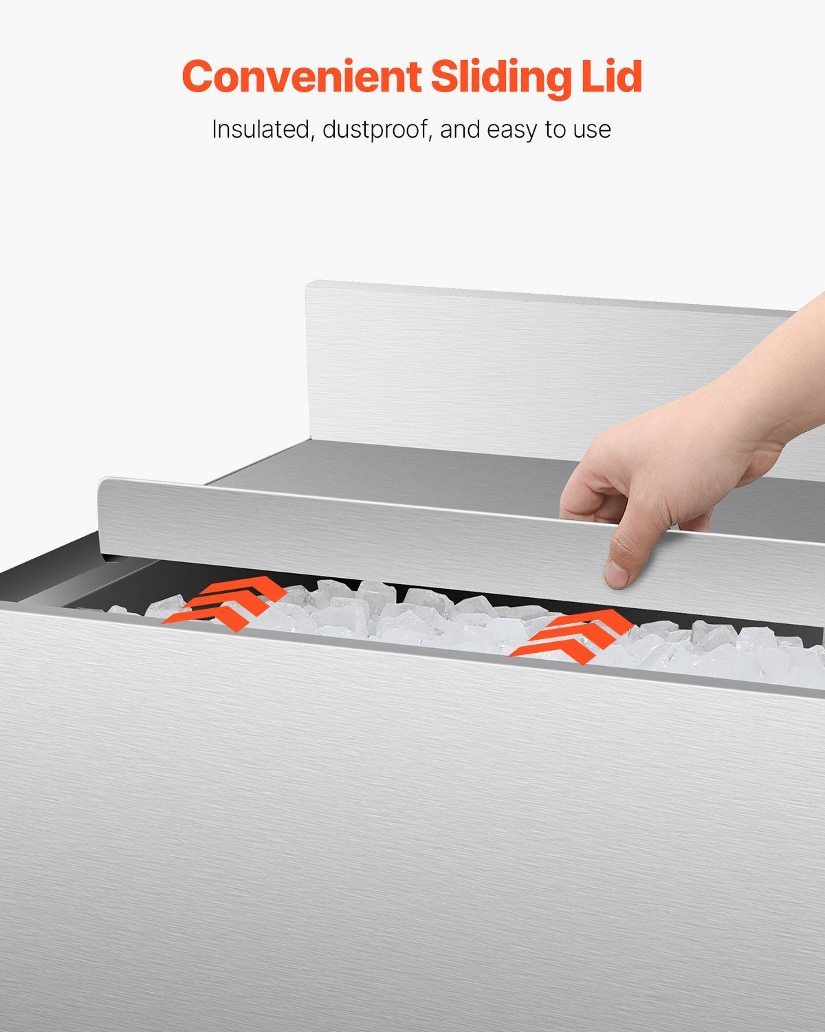 Kommersiell islåda, 95,3 l islåda under bardisken, 35,9 x 19 x 37 tum kylbox i rostfritt stål med skjutbart lock, flaskhållare och justerbara kulfötter, cocktailenhet för barer, restauranger, pubar