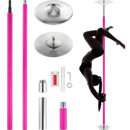 Professional Dancing Pole, Spinning Static Dancing Pole Kit, Portable Removable Pole, 40mm Heavy-Duty Stainless Steel Pole, Height Adjustable Fitness Pole, for Exercise Home Club Gym, Pink