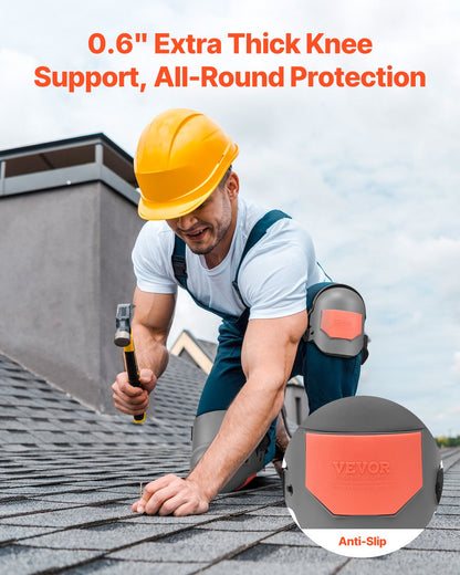 Knee Pads for Work, Extra Thick Construction Knee Pads with Foam Cushion - Pro Protection & Comfort, Work Knee Pads|Gardening Knee Pads|Flooring Knee Pads| for Men & Women, Gray and Orange