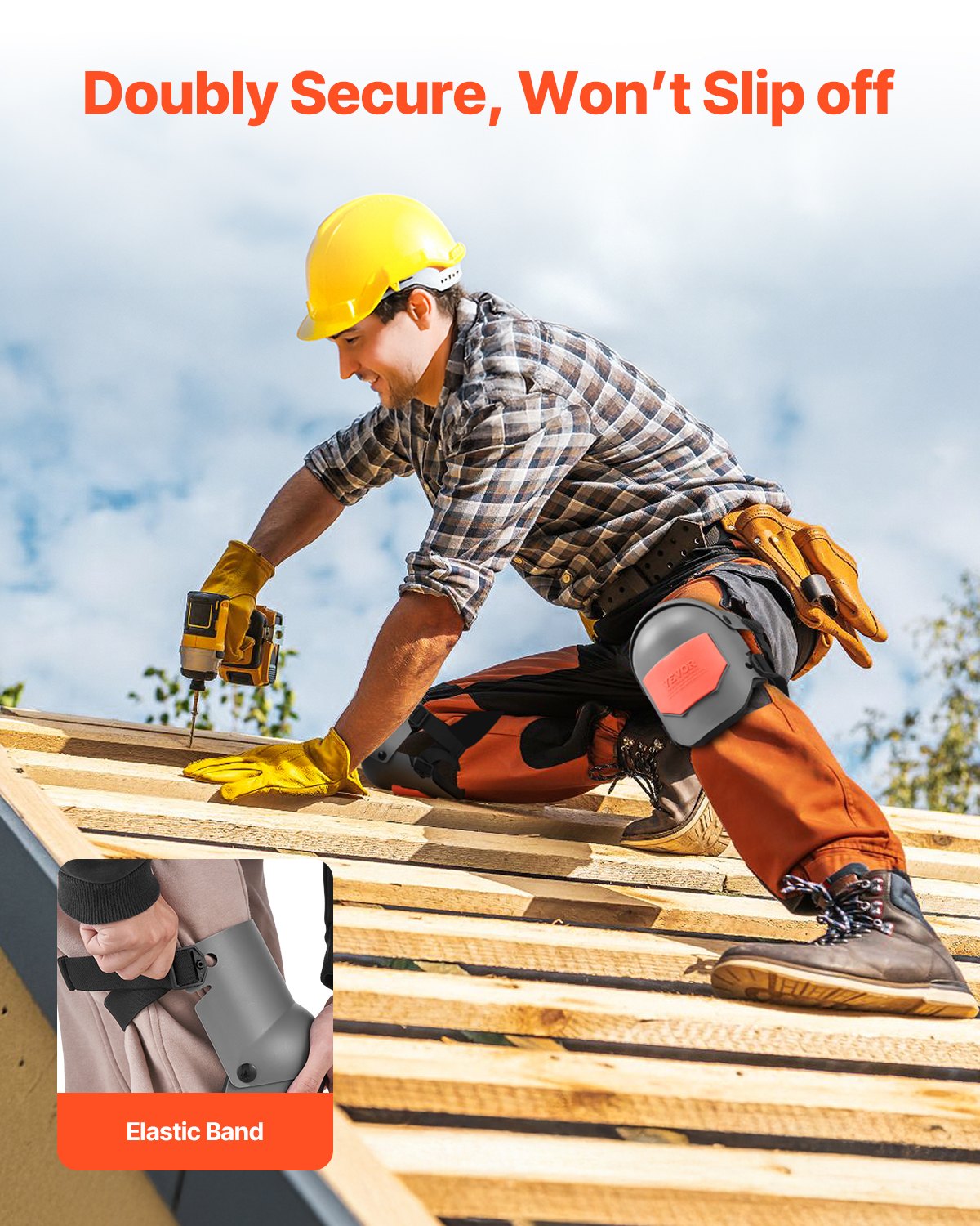 Knee Pads for Work, Extra Thick Construction Knee Pads with Foam Cushion - Pro Protection & Comfort, Work Knee Pads|Gardening Knee Pads|Flooring Knee Pads| for Men & Women, Gray and Orange