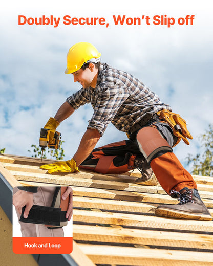 Knee Pads for Work, Durable Leather Construction Pads, Machine Washable Work Knee Pads, Easy to Wear and Take off, Extra Thick Knee Support for Gardening Flooring and Cleaning, Black and Brown