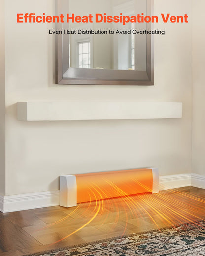 Värmekåpor till golvlister, Premium-serien 917 mm standardfrontkåpa för elektrisk värmeenhet för hemförbättring, kraftigt stål, enkel installation för sovrum, byter ut gammalt kåpa, vit