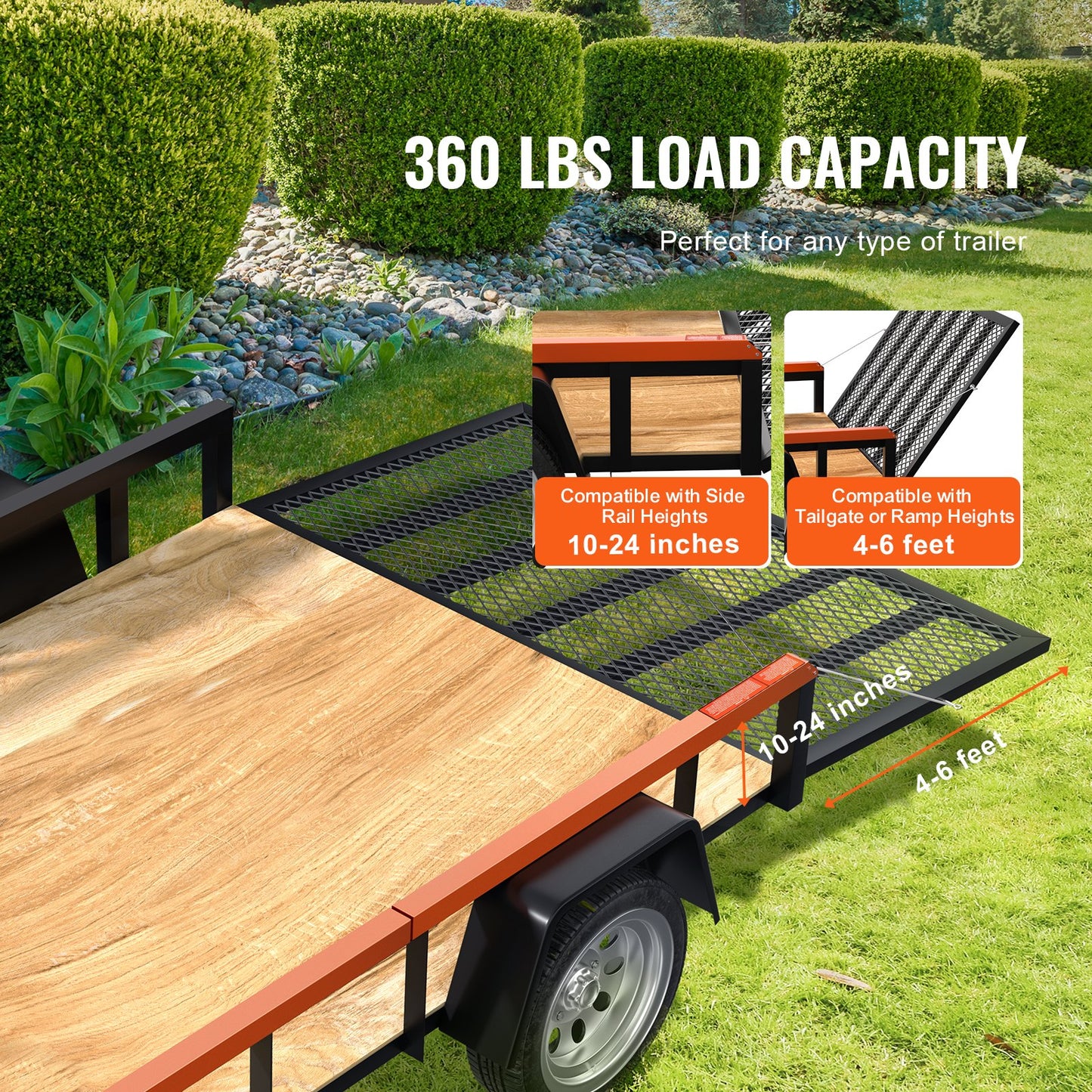 TrailTailgate er Lift Assist, Max 180 lbs Load Capacity, Compatible with Open Utility Trailer Tailgate and Ramp, with 10 to 24 Inches Heights Side Rail and 4 to 6 Feet Height Tail Gate or Ramp