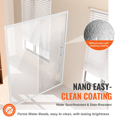 Semi-frameless Shower Door, 57.7-59" W x 70" H, Shower Sliding Glass Door with 1/4"(6mm) Clear Tempered Glass, Waterproof Shatterproof NANO Stain-Resistant with Stainless Steel Hardware, Chrome