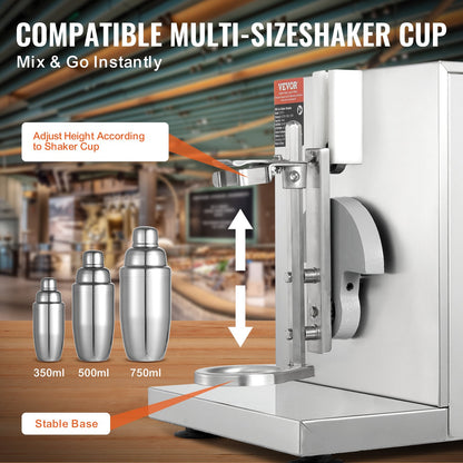 Milkshake Maker Machine, 120W Commercial Milk Tea Shaker Machine, Single Head Milk Shake Mixer Machine, 0-180s Adjustable Milkshake Blender, with 750 ml Stainless Steel Cup, for Milk Tea Store