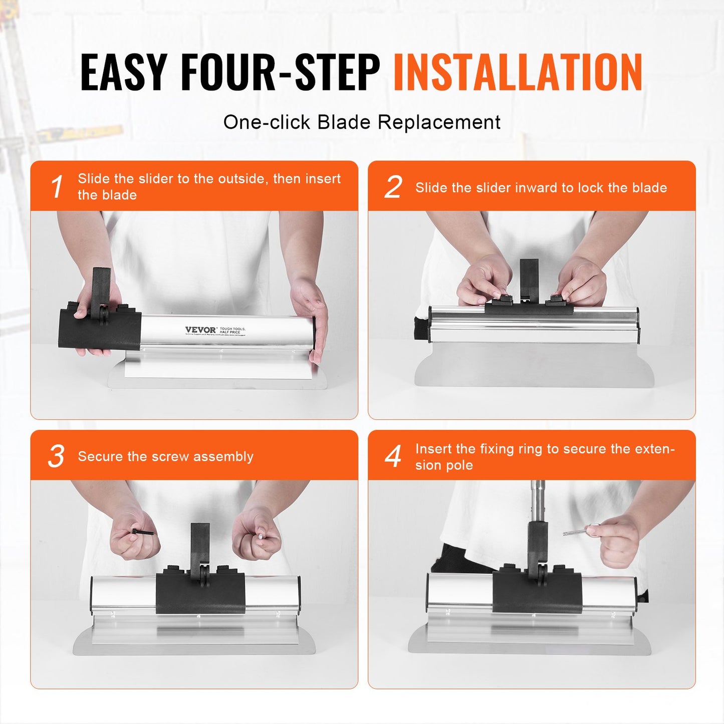 Drywall Skimming Blade Set, 7/10/14/16/24 in (17.8/25.4/35.6/40.6/61 cm)Skimming Blades + 34 - 81.6 in/86.4 - 207 cm Extension Handle Pole, Stainless Steel Knife Professional Skim Coat Tools, for Gyprock/WallBoard/Plasterboard