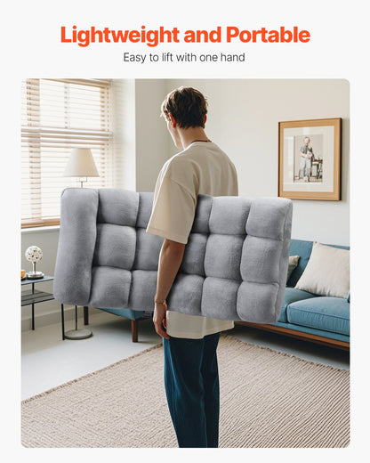 Golvstol, hopfällbar soffa i återvunnet skum med 14 justerbara positioner, multifunktionell golvstol med ryggstöd, perfekt för att sova och läsa, golvspelstol för vardagsrum, grå