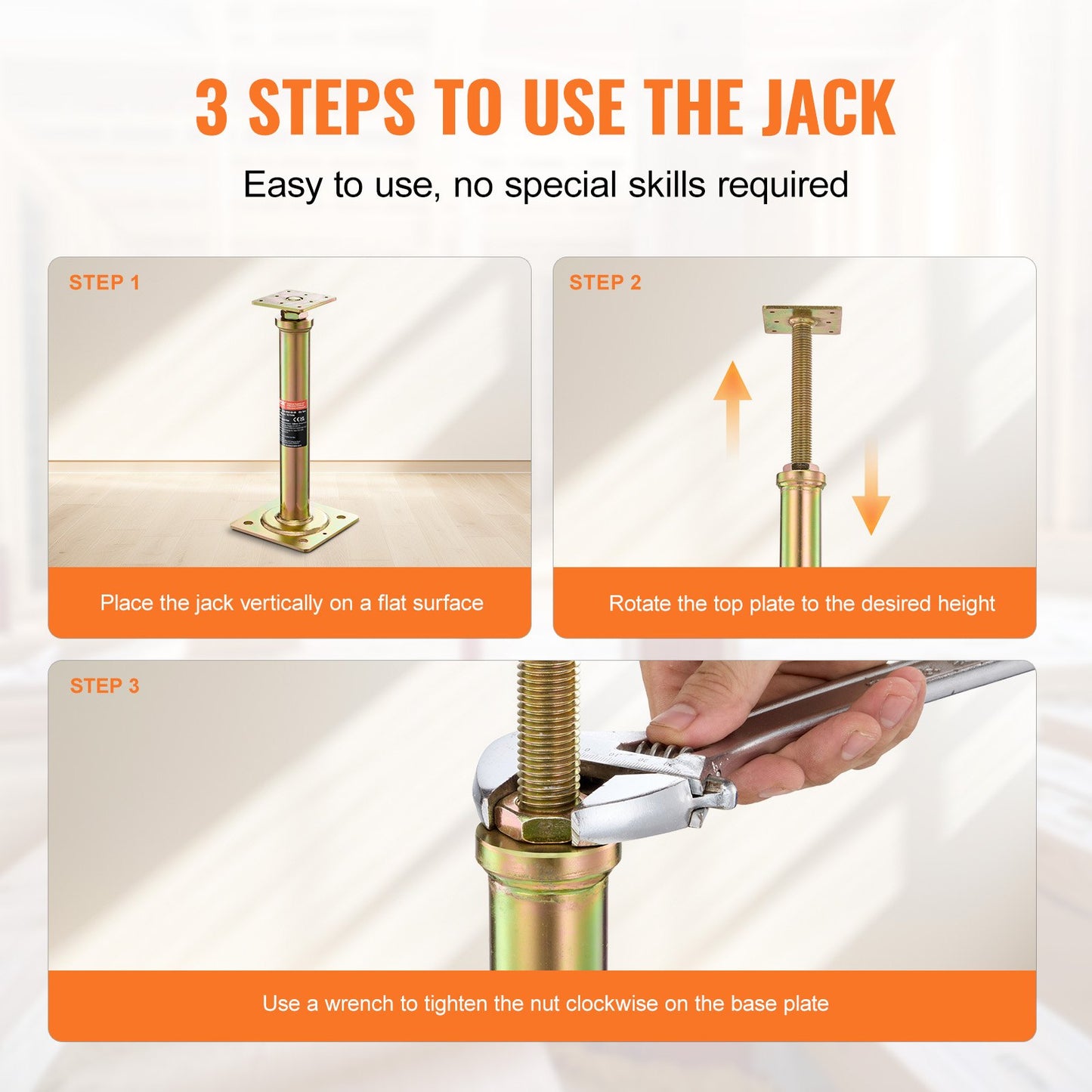 4PCS Adjustable Floor Jack Post House Floor Leveling Lift 29.5 cm-40.6 cm Height