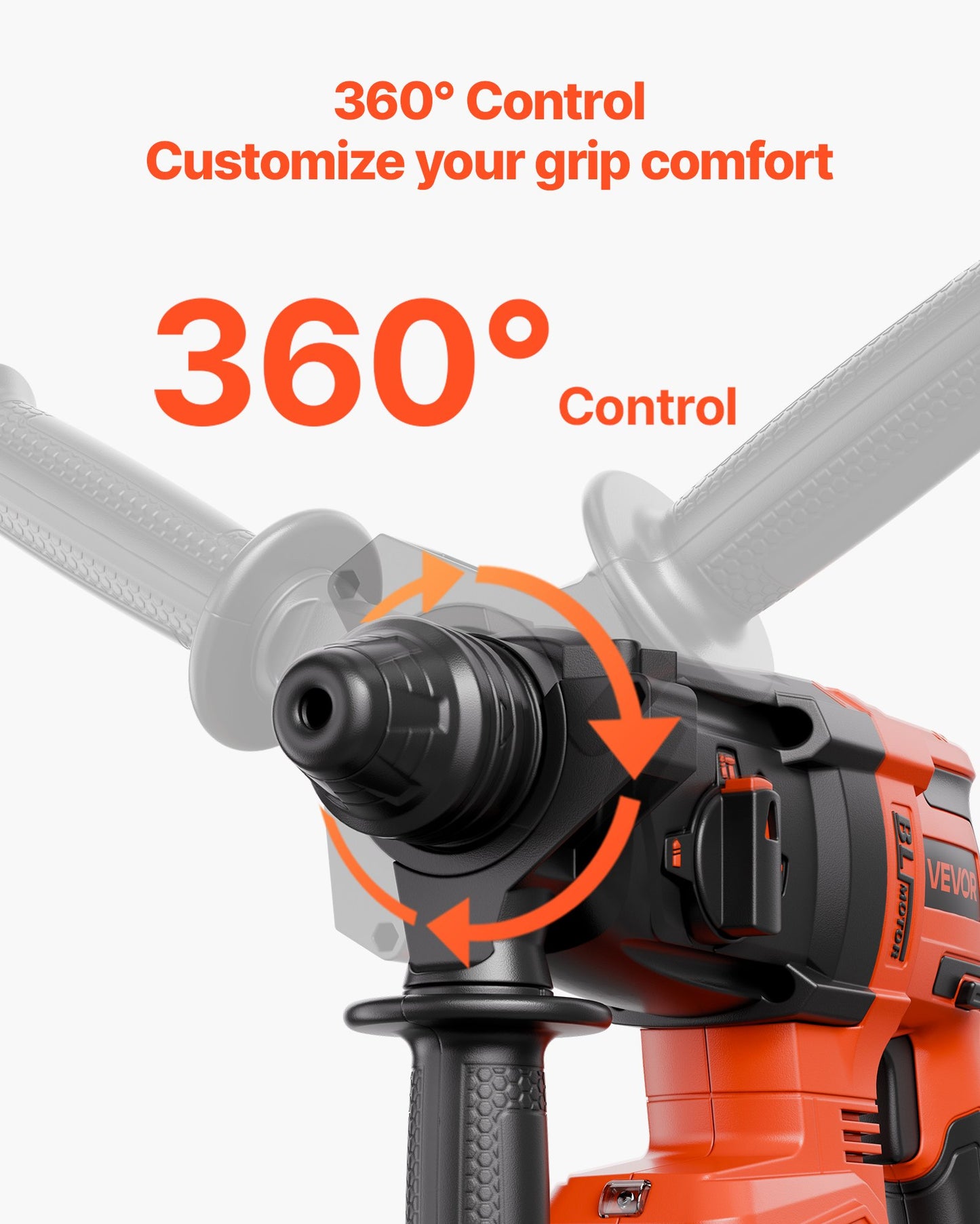 20V Brushless Cordless Hammer Drill, Lithium-Ion 1 Inch Rotary Hammer Driver, SDS-Plus Electric Lightweight Power Tool Kit with Battery and Charger, 4 Functions, 1200 RPM, 5300 BPM