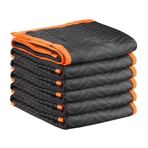 Flyttfiltar 6 st, 2032 x 1829 mm (15,9 kg/dz) Stora packfiltar med bomullsfyllning, kraftig non-woven vadderad flyttfilt för frakt, inslagning, skydd av möbler
