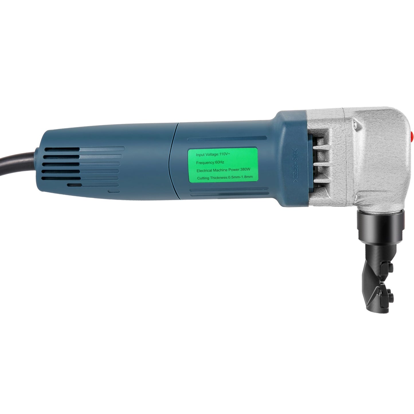 Elektrisk metallnibbler 380W nibbler metallskärare 1800 varv/min höghastighetsrotor metallnibbler 220V med utbytbara blad förvaringsväska plåtnibbler för skärning av rostfritt stål, aluminium, plast