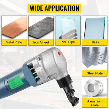 Elektrisk metallnibbler 380W nibbler metallskärare 1800 varv/min höghastighetsrotor metallnibbler 220V med utbytbara blad förvaringsväska plåtnibbler för skärning av rostfritt stål, aluminium, plast