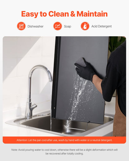 Carbon Steel Griddle, 24x16 inch Universal Flat Top Rectangular Plate, Gas Grill Griddle for BBQ Grill, Teppanyaki, Portable Family Cookware with Handle, for Camping Tailgating Party