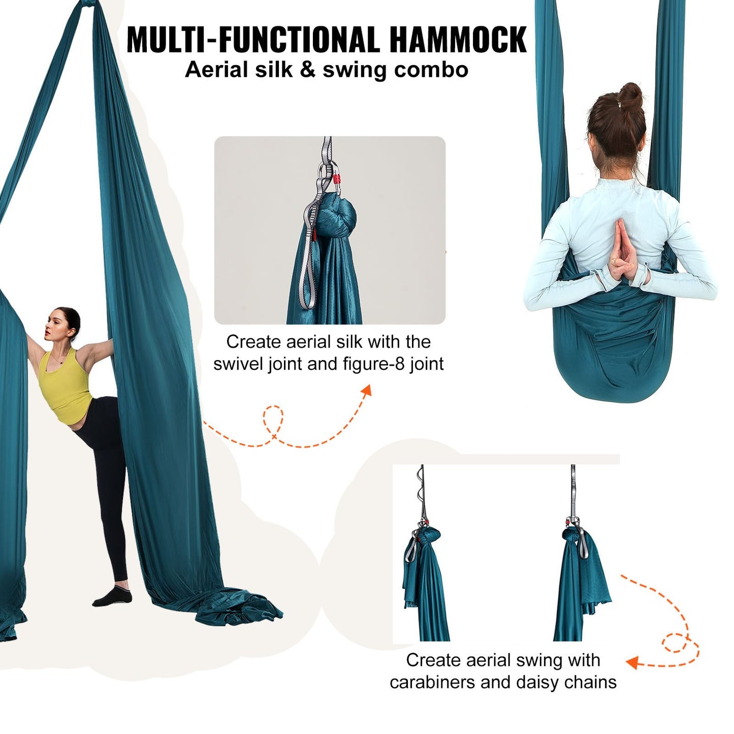 Aerial Silk & Yoga Swing, 11 Yards, Aerial Yoga Hammock Kit with 100gsm Nylon Fabric, Full Rigging Hardware & Easy Set-up Guide, Antigravity Flying for All Levels Fitness Bodybuilding, Green