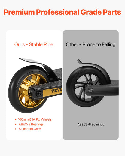 Stunt Scooter, Complete Trick Scooters for Kids Ages 11-13 Years, Teens, Adults, Boys, and Girls, Freestyle Street Rider for Intermediate and Beginner, Lightweight Aluminum Deck, ABEC-9 Bearing