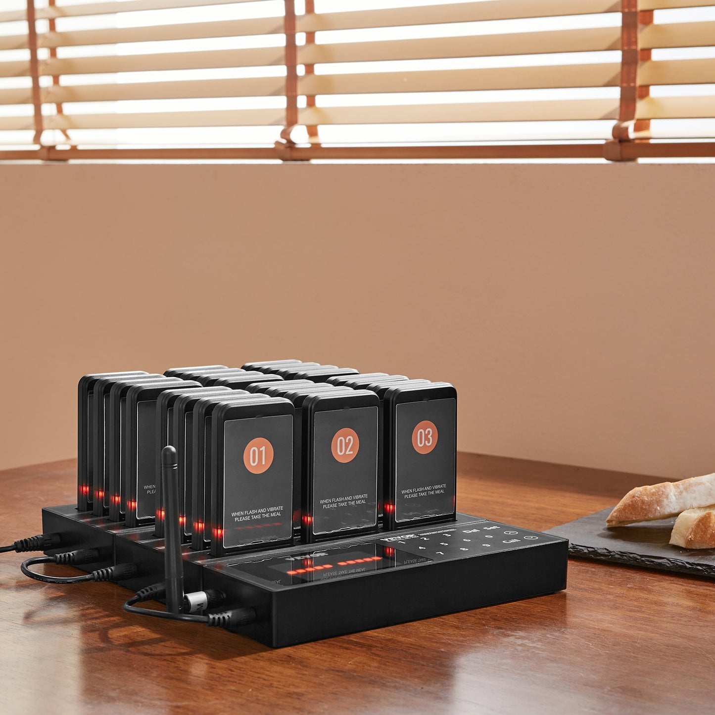 Restaurant Pager System, Wireless 400m Long Range Lineup Waiting Queue Signal, Guest Customer Calling Beepers with Vibration & Flashing, 24 Buzzers for Food Truck, Church, Nursery, Hospital