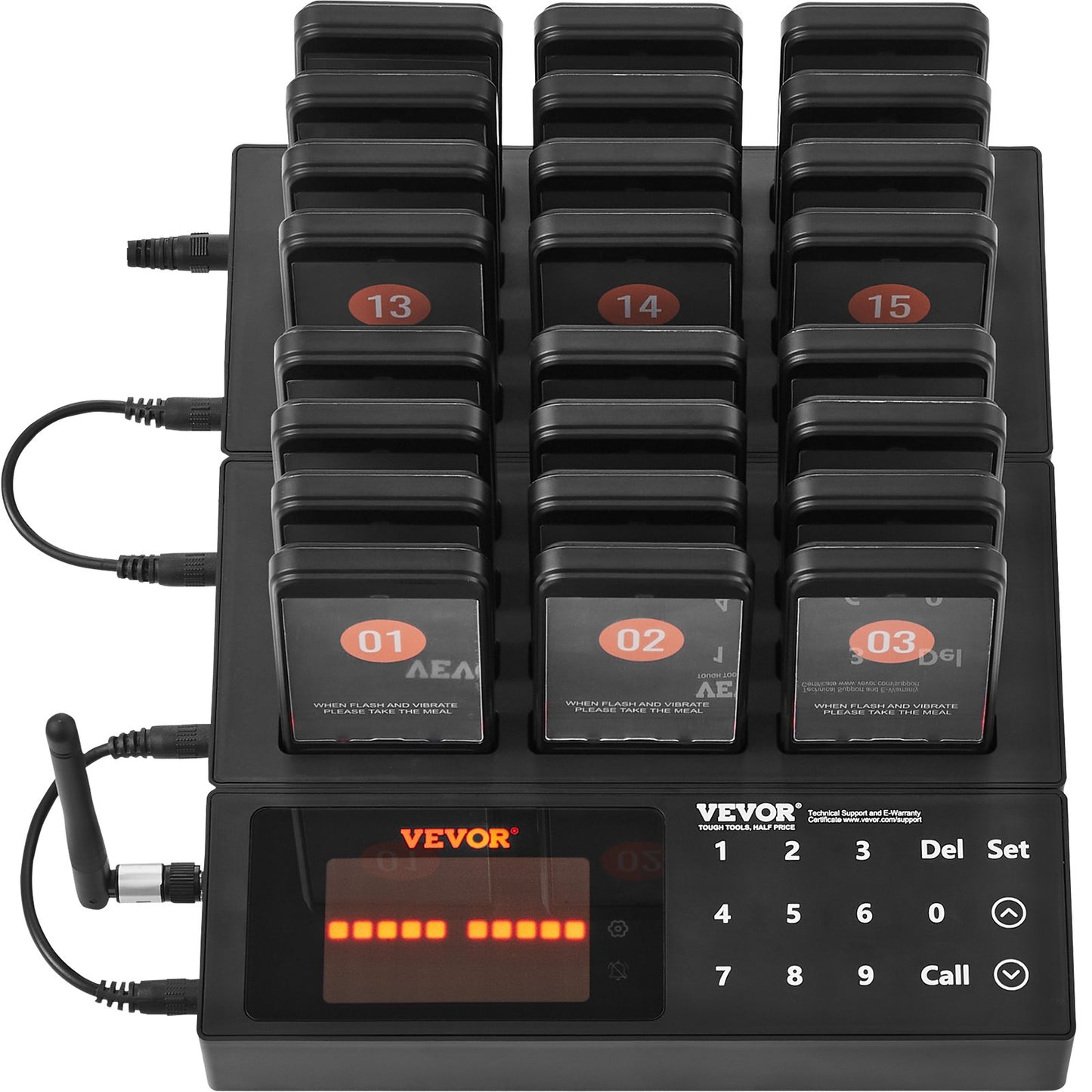 Restaurant Pager System, Wireless 400m Long Range Lineup Waiting Queue Signal, Guest Customer Calling Beepers with Vibration & Flashing, 24 Buzzers for Food Truck, Church, Nursery, Hospital