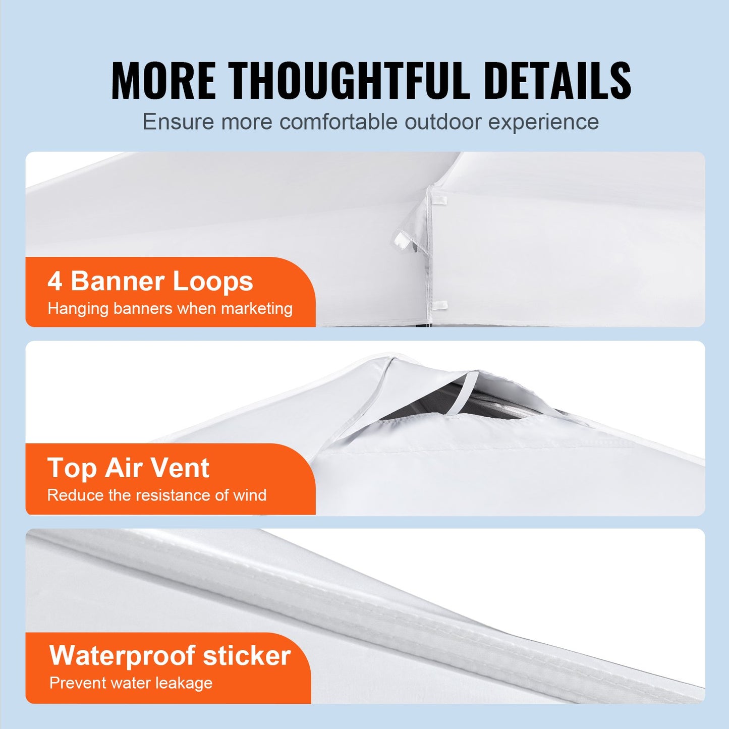 Pop Up-partytält med tak 304,8 x 304,8 cm med bärbar väska för camping, vitt