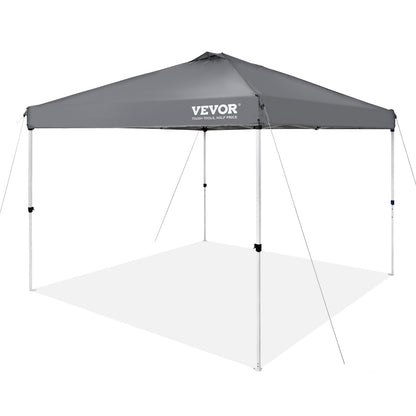 Pop Up Canopy Tent, 10 x 10 ft, 250 D PU Silver Coated Tarp, with Portable Roller Bag and 4 Sandbags, Waterproof and Sun Shelter Gazebo for Outdoor Party, Camping, Commercial Events, Dark Gray
