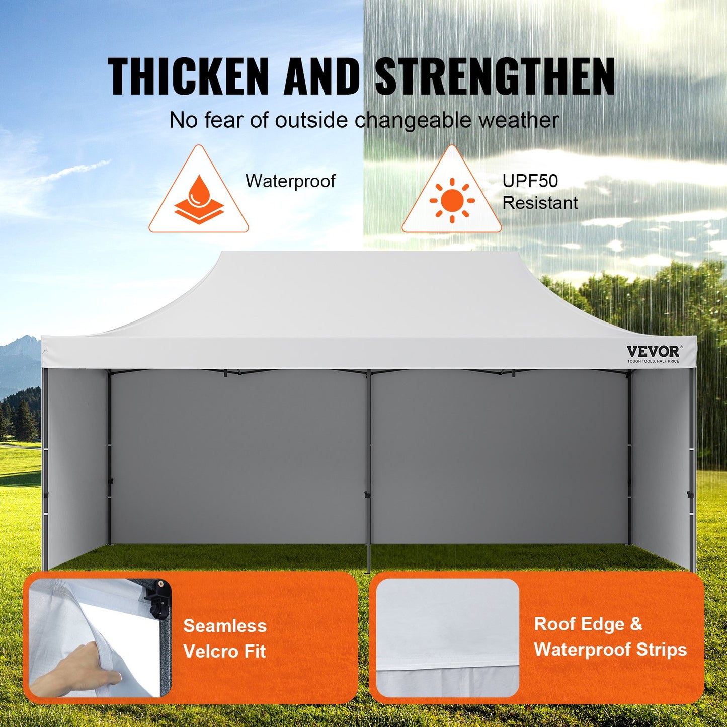 Pop Up Canopy Tent Outdoor Gazebo Tent 3.05 x 6.1 m with Sidewalls & Bag White