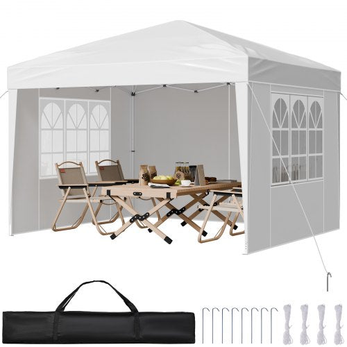 Pop Up Canopy, 2.95 x 2.95 m Instant Canopy Portable Gazebo with 3 Sidewalls & 2 Ventilated Windows, Height Adjustable Pop-Up Outdoor Shelter Tent for Events, Patio, Backyard, Party, Parking