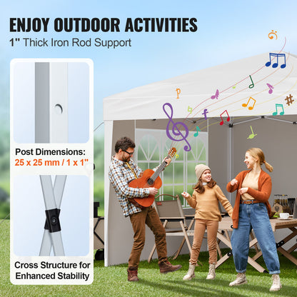 Pop Up Canopy, 2.95 x 2.95 m Instant Canopy Portable Gazebo with 3 Sidewalls & 2 Ventilated Windows, Height Adjustable Pop-Up Outdoor Shelter Tent for Events, Patio, Backyard, Party, Parking