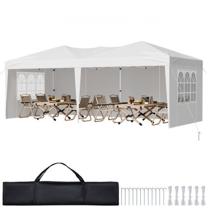Pop Up Canopy, 5.9 x 2.96 m Instant Canopy Portable Gazebo with 3 Sidewalls & 2 Ventilated Windows, Height Adjustable Pop-Up Outdoor Shelter Tent for Events, Patio, Backyard, Party, Parking