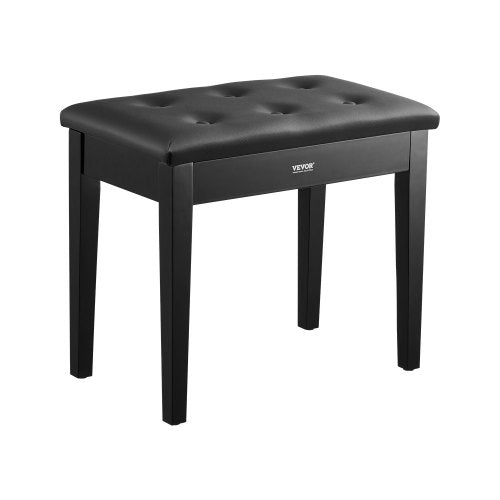 Piano Keyboard Bench Storage Padded Seat Wooden Vanity Bookcase Stool 560x350x485mm
