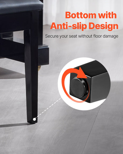 Piano Keyboard Bench Storage Padded Seat Wooden Vanity Bookcase Stool 560x350x485mm