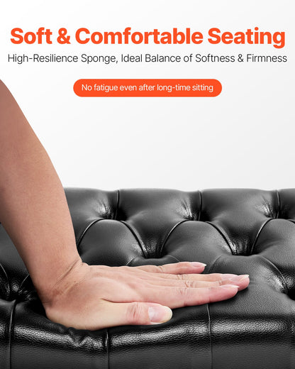 Adjustable Piano Keyboard Bench Storage Padded Seat Wooden Bookcase Stool 750x360x515mm