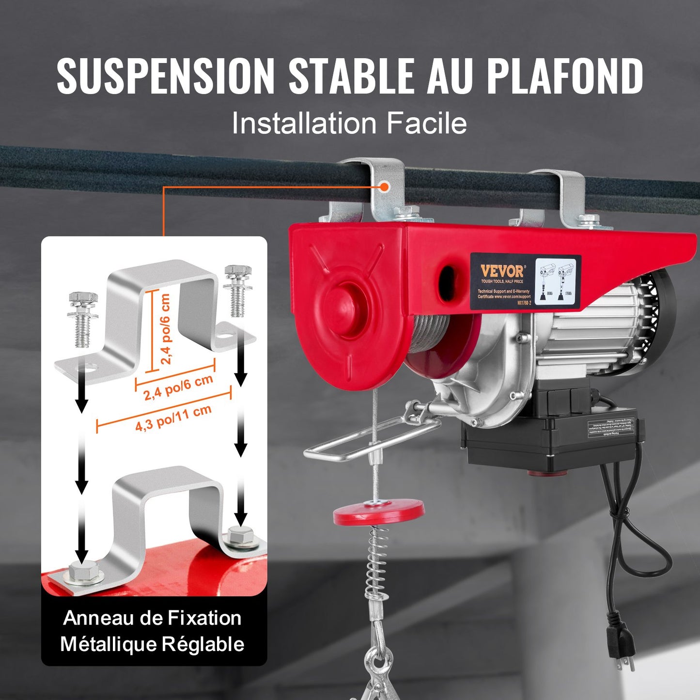 Elektrisk lyftanordning 2200 lb Elektrisk vinsch Vajer 1600W 220V Trådlös fjärrkontroll Lyftanordning Elektrisk domkraft Bärbar vinsch Elektrisk kapstan