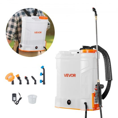 Battery Powered Backpack Sprayer, 12L Powerful Electric Backpack Sprayer, 2 Retractable Wands & 5 Nozzles, Adjustable 0-90 PSI, 2 Hour Runtime, Portable Weed Sprayers for Yard Garden Lawn